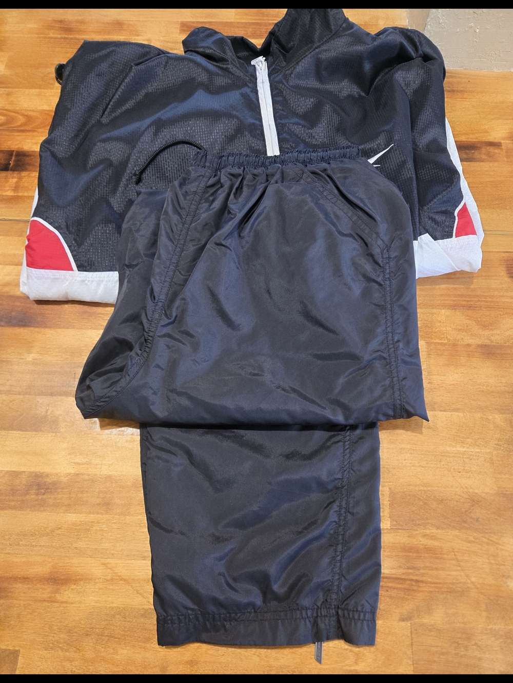 Reebok Black Track Pants with Red Logo Trim